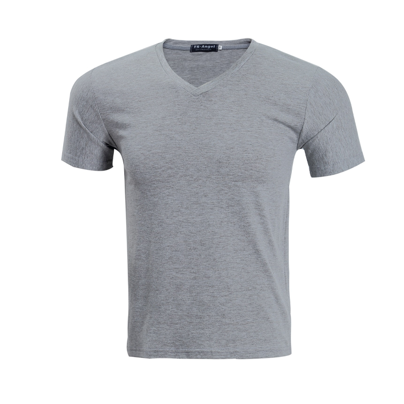 T-shirt classique à manches courtes en coton et col en V