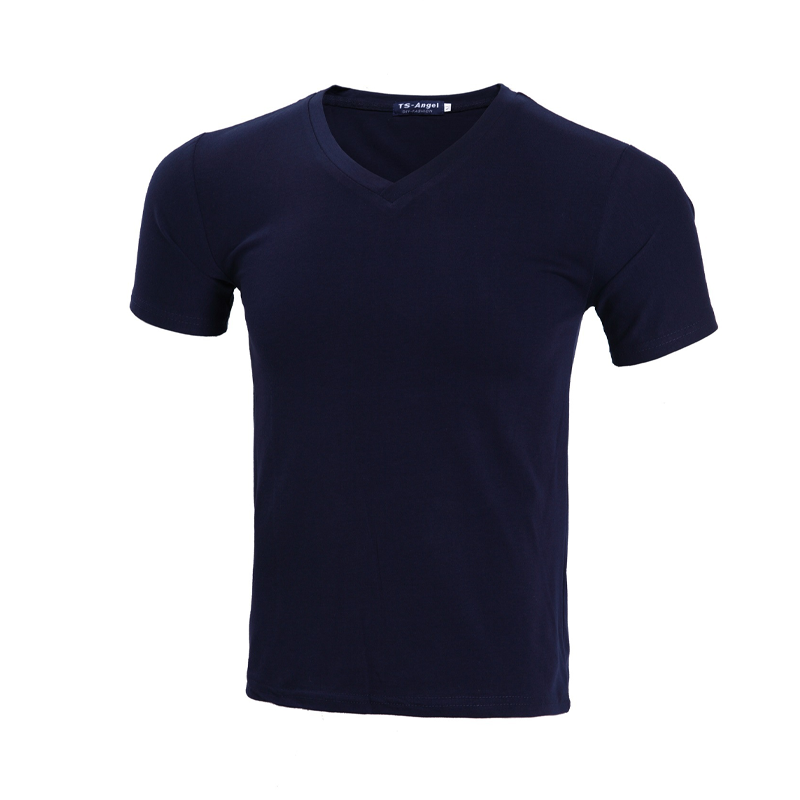 T-shirt classique à manches courtes en coton et col en V