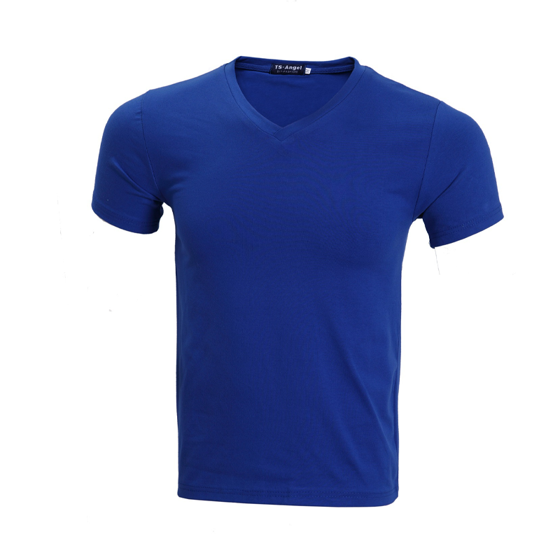 T-shirt classique à manches courtes en coton et col en V