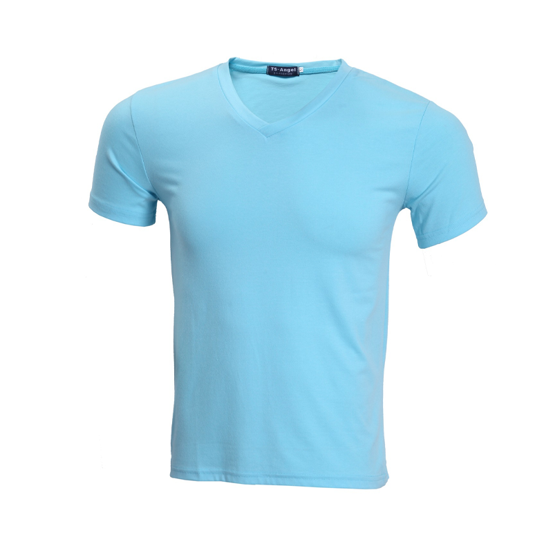 T-shirt classique à manches courtes en coton et col en V