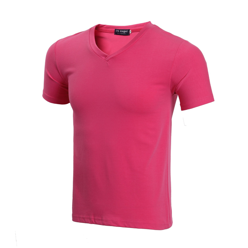 T-shirt classique à manches courtes en coton et col en V