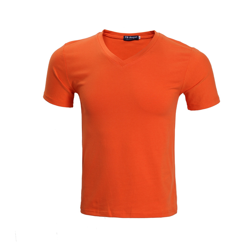 T-shirt classique à manches courtes en coton et col en V
