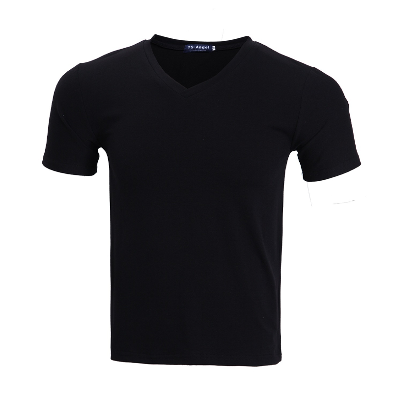 T-shirt classique à manches courtes en coton et col en V