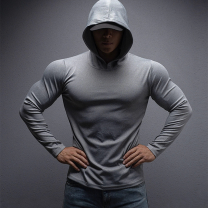 🎁Cadeau offert pour tout achat 🎁 Sweat à capuche de fitness à manches longues et coupe ajustée pour homme