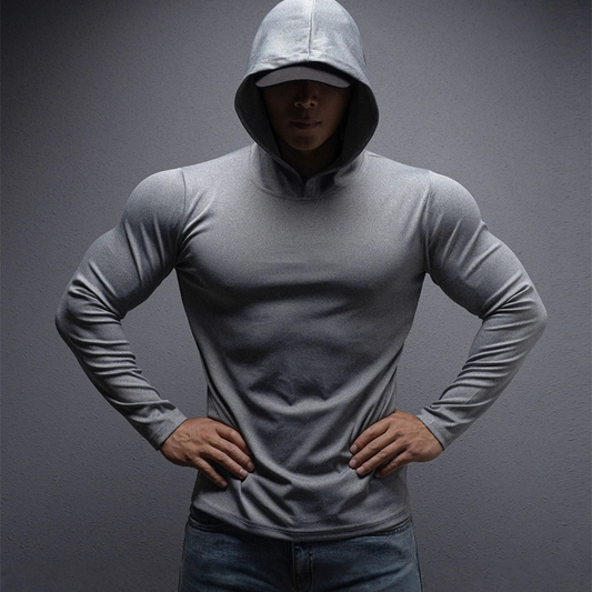 🎁Cadeau offert pour tout achat 🎁 Sweat à capuche de fitness à manches longues et coupe ajustée pour homme