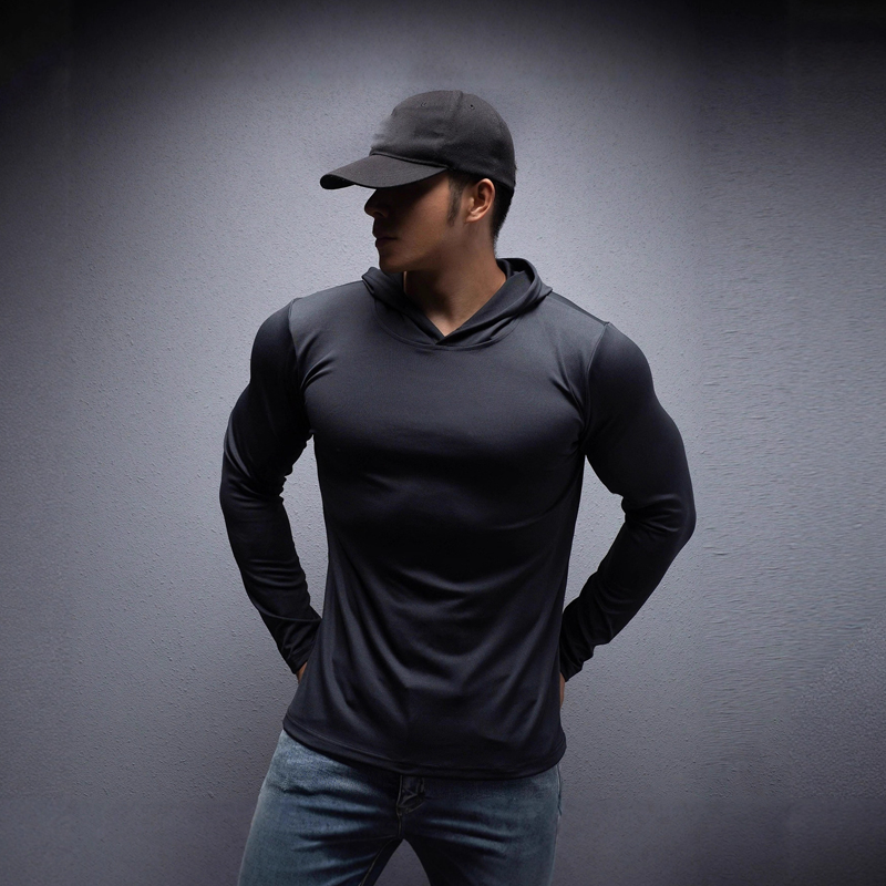 🎁Cadeau offert pour tout achat 🎁 Sweat à capuche de fitness à manches longues et coupe ajustée pour homme
