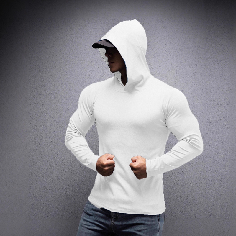 🎁Cadeau offert pour tout achat 🎁 Sweat à capuche de fitness à manches longues et coupe ajustée pour homme