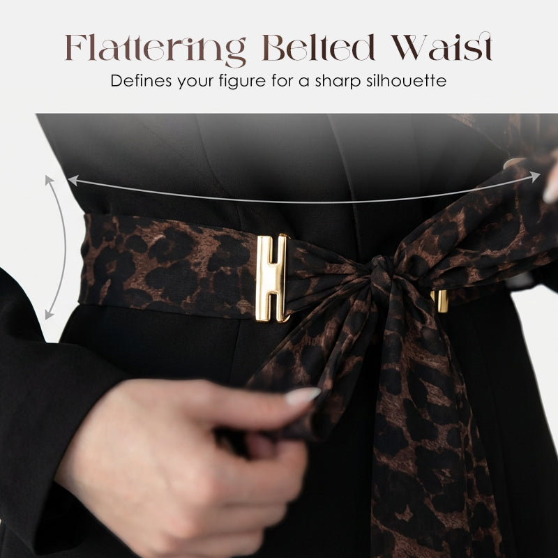 Ensemble blazer et pantalon à motif léopard pour femme