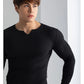 T-shirts longs à col en V et à côtes, manches longues, pour la salle de sport et l'entraînement, vêtements de sport pour homme