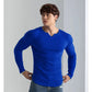 T-shirts longs à col en V et à côtes, manches longues, pour la salle de sport et l'entraînement, vêtements de sport pour homme