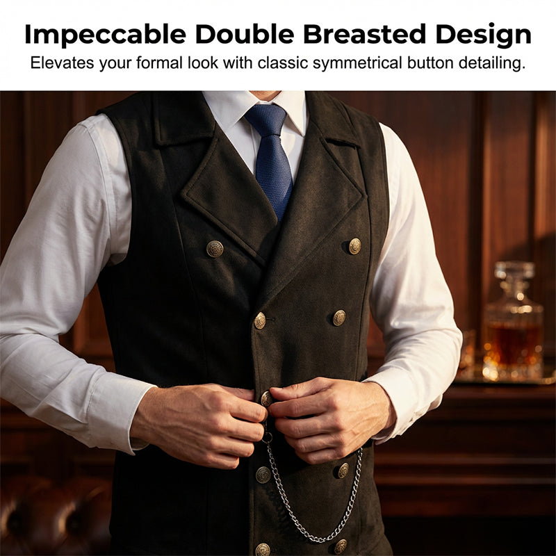 Gilet habillé rétro décontracté pour homme, coupe ajustée, idéal pour un costume ou un smoking.