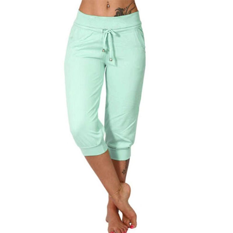 💎 50% DE RÉDUCTION ! 💎 Pantalon de Jogging 3/4 Taille Haute – Coupe Slim, Cordon Ajustable & Poches Pratiques (6 Couleurs, S–3XL) 👖🌸
