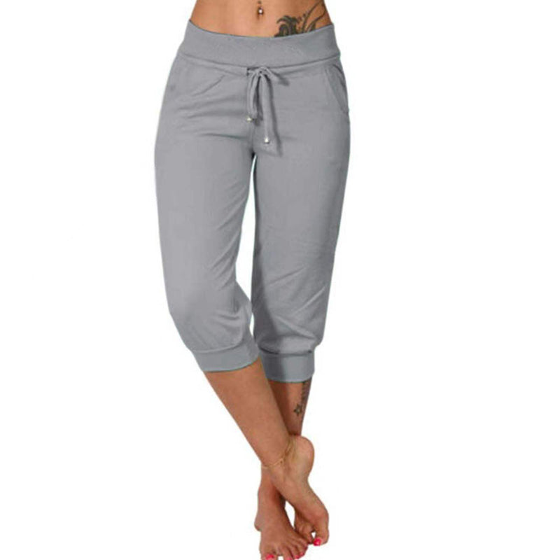 💎 50% DE RÉDUCTION ! 💎 Pantalon de Jogging 3/4 Taille Haute – Coupe Slim, Cordon Ajustable & Poches Pratiques (6 Couleurs, S–3XL) 👖🌸