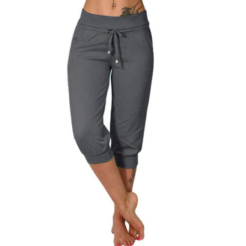 💎 50% DE RÉDUCTION ! 💎 Pantalon de Jogging 3/4 Taille Haute – Coupe Slim, Cordon Ajustable & Poches Pratiques (6 Couleurs, S–3XL) 👖🌸