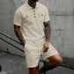 Ensemble 2 pièces pour homme : haut à manches courtes et short à cordon