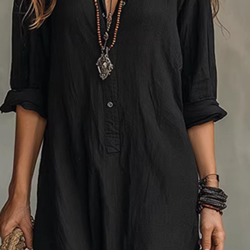 Casual Loose Fit Maxi Dress with Front Slit