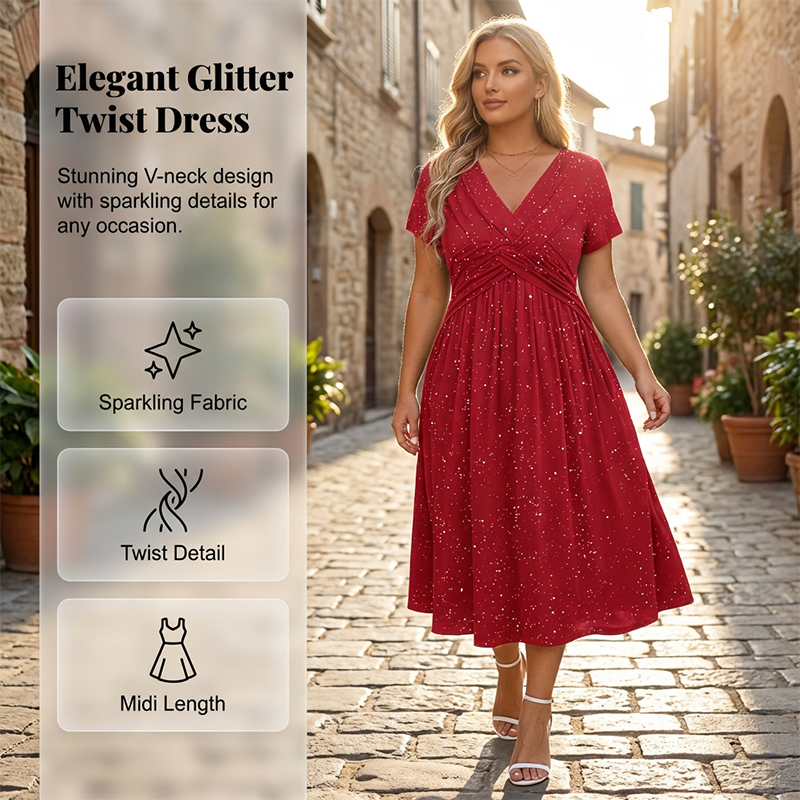 ⏰🔥OFFRE LIMITÉE : 50 % DE RÉDUCTION ! 💖Robe élégante femme à col V avec détail torsadé sur le devant
