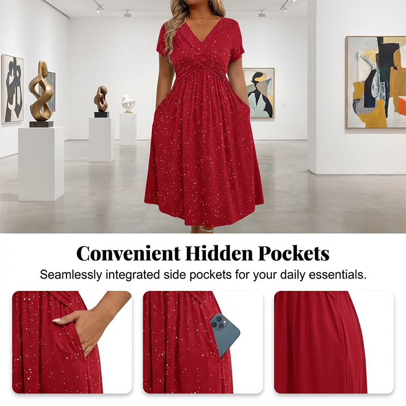 ⏰🔥OFFRE LIMITÉE : 50 % DE RÉDUCTION ! 💖Robe élégante femme à col V avec détail torsadé sur le devant
