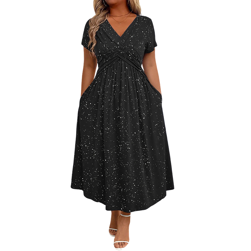 ⏰🔥OFFRE LIMITÉE : 50 % DE RÉDUCTION ! 💖Robe élégante femme à col V avec détail torsadé sur le devant