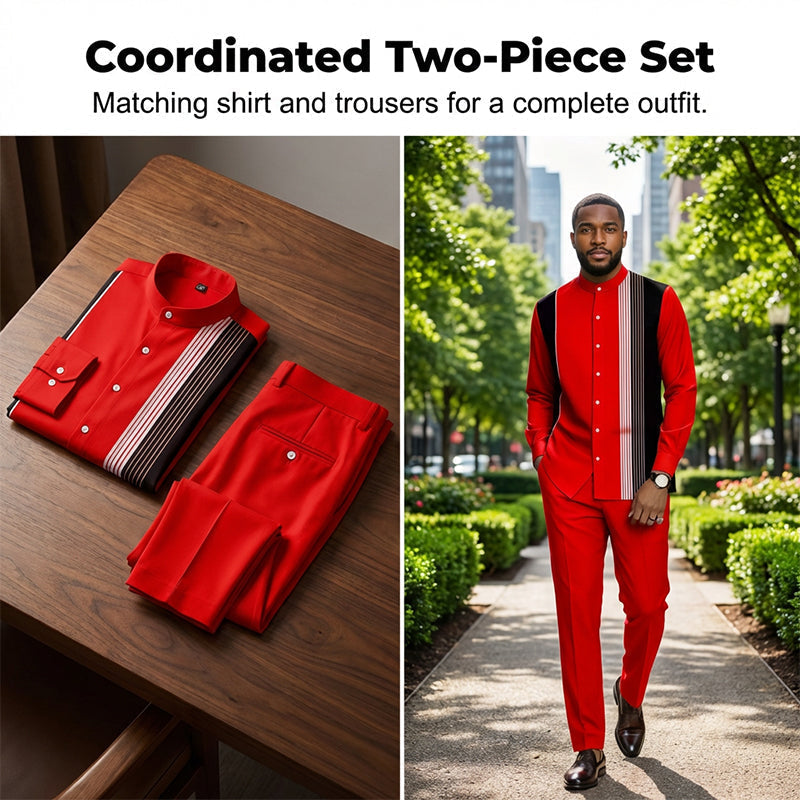 Ensemble 2 pièces homme chemise rayée et pantalon – style sans effort