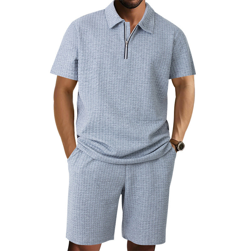 Ensemble haut et short à manches courtes de couleur unie pour hommes