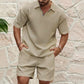 Ensemble haut et short à manches courtes de couleur unie pour hommes