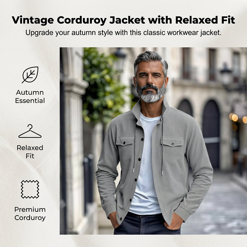 💥✨Offre spéciale à durée limitée : 50 % de réduction 🔥 Veste en velours côtelé pour homme d'inspiration vintage