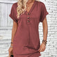 👗✨50 % de réduction🔥✨Robe Femme à Col en V & Manches Roulées – Coupe Intemporelle, Boutons & Tissu Doux