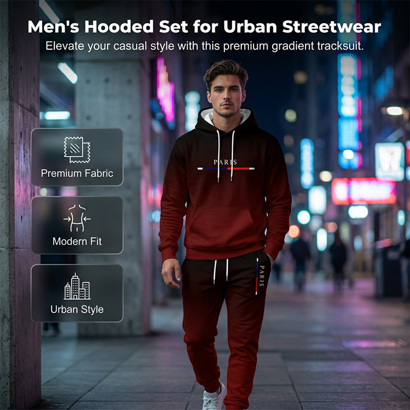 💎 -50% sur Ensemble de Survêtement Dégradé pour Homme💎Design Fondu Noir-Rouge, Sweat à Capuche & Pantalon de Jogging pour Sport & Style Urbain✨