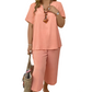 Ensemble Femme Haut Manches Courtes & Pantalon Large – Look Tendance, Tissu Léger & Parfait Pour Le Printemps 💃