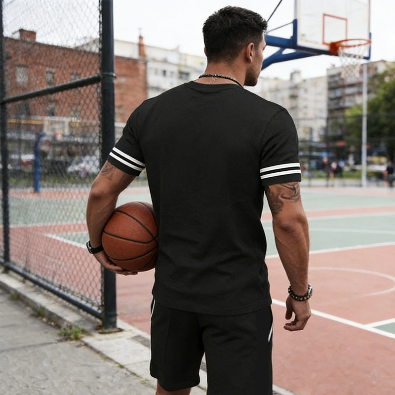 ✨ 63 % de réduction 🔥 Ensemble 2 pièces pour homme : t-shirt rayé et short