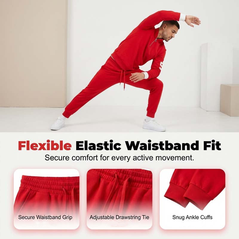 Ensemble pull à fermeture éclair quart de longueur et pantalon de survêtement pour homme