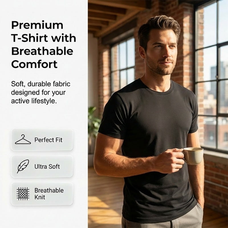 T-shirt à col rond et manches courtes pour homme