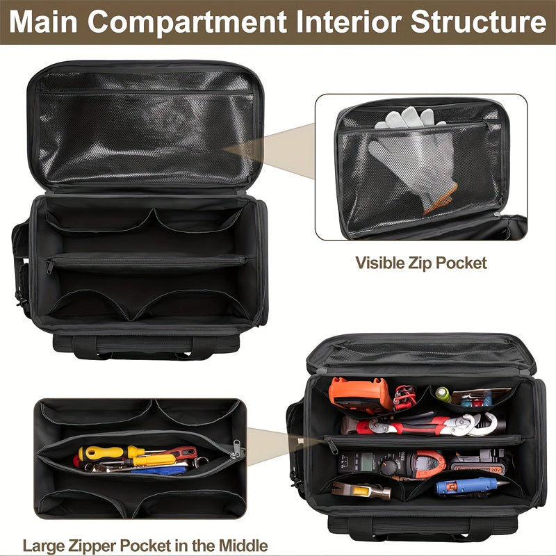 💎✨PROMO -50%🛠️Sac à Outils en Toile Haute Densité – 35 cm, Ultra-Résistant & Bandoulière Amovible (Noir)