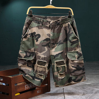 ⏰🔥51 % de réduction pour une durée limitée + livraison gratuite🔥⏰Short cargo camouflage à clous pour homme