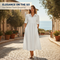 Robe chemise mi-longue décontractée à taille haute pour femme