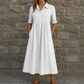 Robe chemise mi-longue décontractée à taille haute pour femme