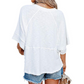 🌸 PROMO LIMITÉE 50% DE RÉDUCTION ! 👕 T-shirt à Manches Évasées Cinq Points – Coupe Détendue, Patchwork, Uni 🍂