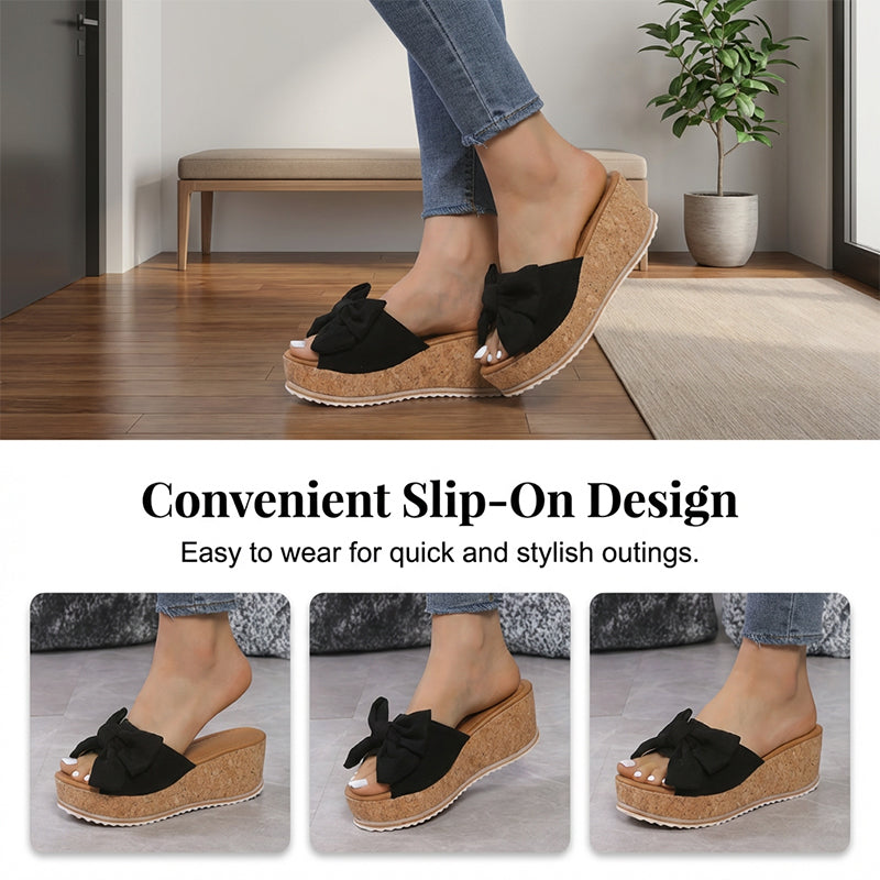 🐆👡Sandales à plateforme avec nœud et imprimé léopard pour femme