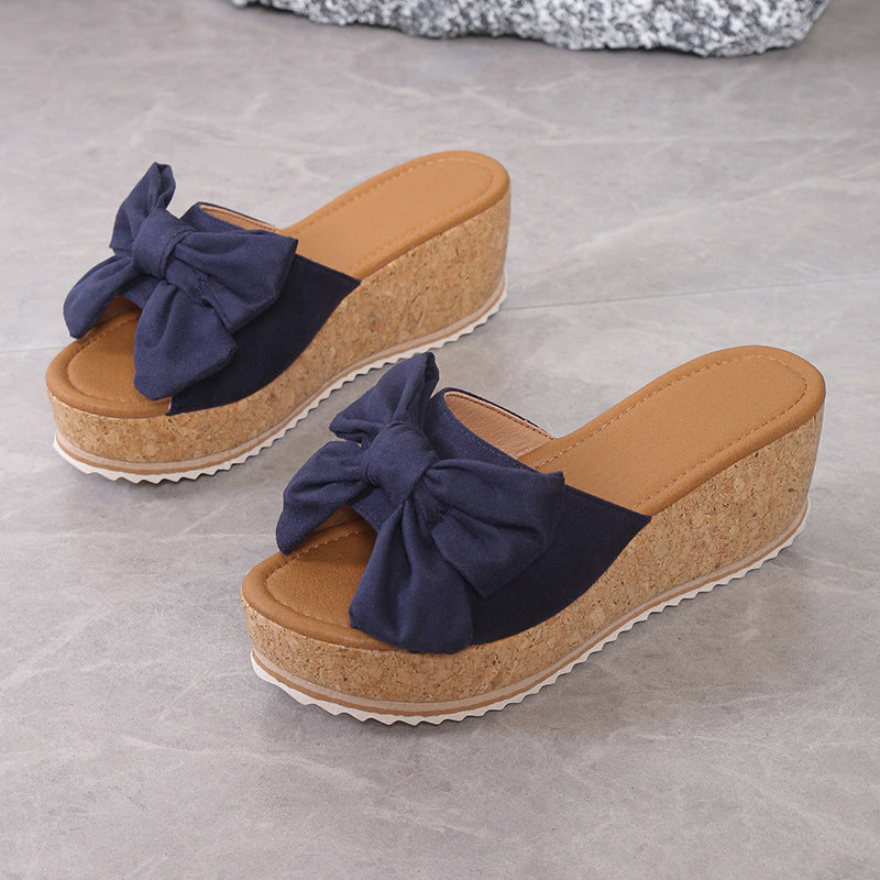 🐆👡Sandales à plateforme avec nœud et imprimé léopard pour femme