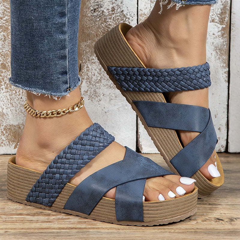 👡 50% DE RÉDUCTION ! Sandales Femme à Talon Compensé – Lanières Entrecroisées, Style Chic & Confortable 🍂