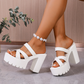 Sandales compensées à talon épais 👡 Modèle à brides croisées, faciles à enfiler, semelle crantée antidérapante, rehausse de 5 cm, parfaites pour le shopping ou les rendez-vous 🛍️