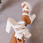 Sandales compensées à talon épais 👡 Modèle à brides croisées, faciles à enfiler, semelle crantée antidérapante, rehausse de 5 cm, parfaites pour le shopping ou les rendez-vous 🛍️