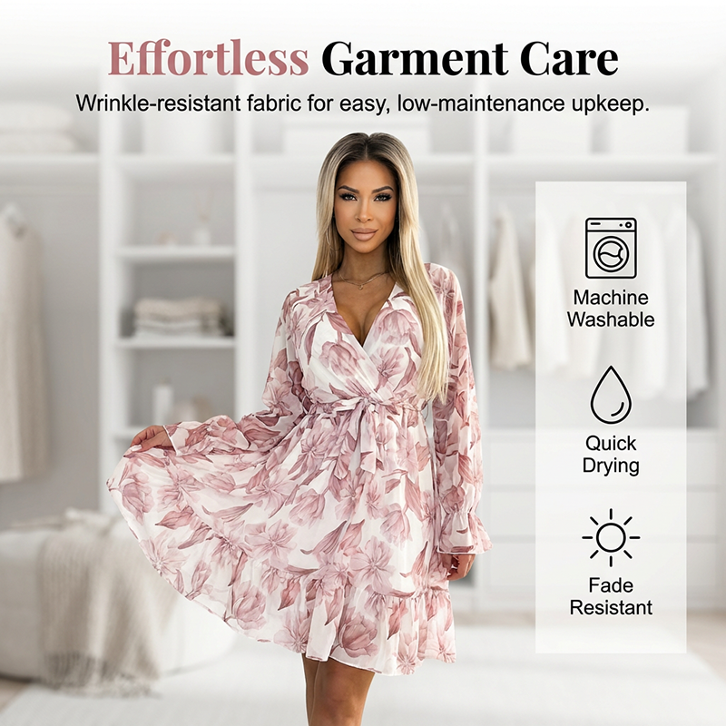 Robe romantique à fleurs pour femme avec ourlet à volants