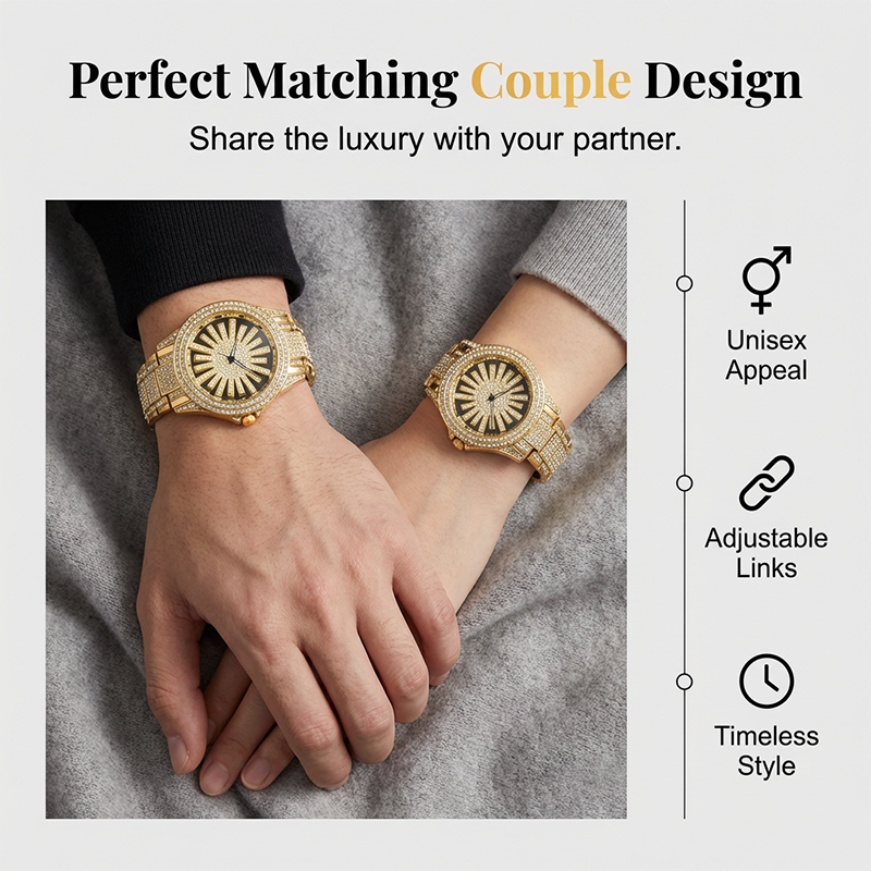 ⌚💎✨ PROMO -50% ! Montre Homme Cadran Rotatif Serti de Diamants – Lunette Tournante, Mouvement Quartz & Design Luxueux (Or/Argent)