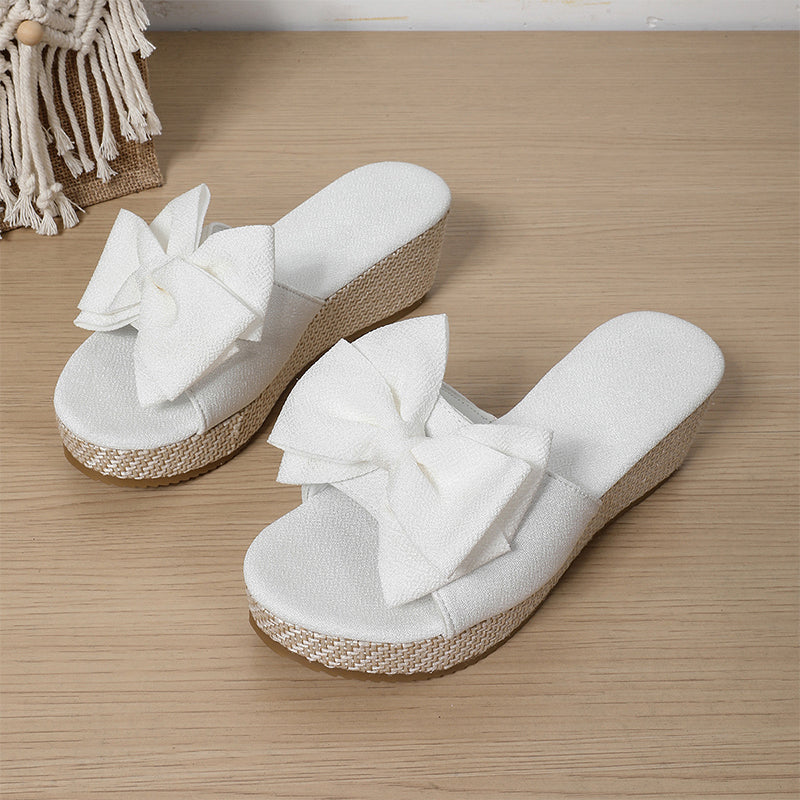 Sandales compensées à plateforme et nœud pour femme