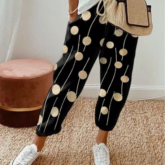 Pantalon décontracté imprimé multicolore pour femme
