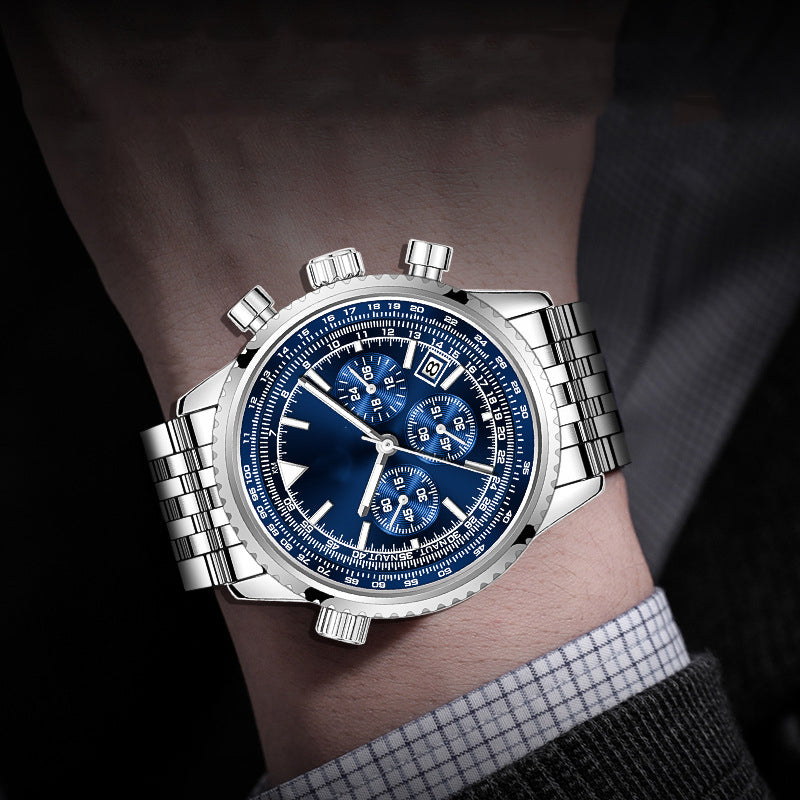 📢📢50 % DE RÉDUCTION !! ⏰ Montre d'affaires classique multifonction pour homme – Acier inoxydable, chronographe et étanche jusqu'à 30 mètres