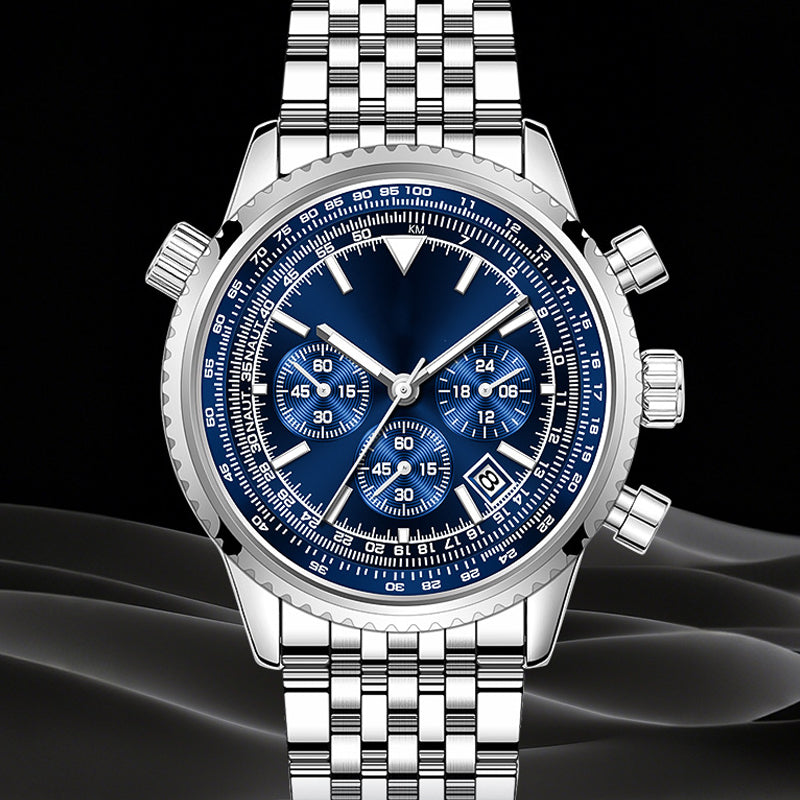📢📢50 % DE RÉDUCTION !! ⏰ Montre d'affaires classique multifonction pour homme – Acier inoxydable, chronographe et étanche jusqu'à 30 mètres