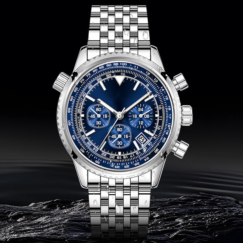 📢📢50 % DE RÉDUCTION !! ⏰ Montre d'affaires classique multifonction pour homme – Acier inoxydable, chronographe et étanche jusqu'à 30 mètres